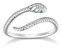 Anillo Argolla Para Mujer Serpiente Ajustable En Plata 925