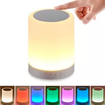 Abajur Som Bluetooth Cartão Microsd Touch Led Rgb 6 Cores