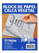 Block 25 Hojas Papel Calca Vegetal Traslucido Carta 95 Grs 