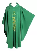 Blessume Casulla Sacerdotal Bordado Verde Túnica Iglesia Cat