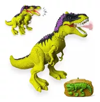 Brinquedo Dinossauro T-rex Controle Remoto Fumaça Anda Som