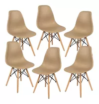 Cadeira De Jantar Decorshop Charles Eames Dkr Eiffel, Estrutura De Cor  Nude, 6 Unidades