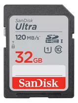 Cartão De Memória Sd Sandisk 32gb Ultra 120mbs Classe C10