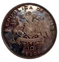 Moneda 10 Pesos 1968 Chile Proof