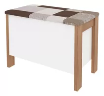 Puff Baul Asiento Pie De Cama - Minimalista Moderno - 1013 Color Blanco/almendra