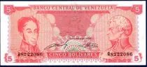 Billete 5 Bolívares R7 Septiembre 21 1989 Bolívar Y Miranda