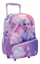 Mochila De Frozen 16'' Con Carro Ruedas Elsa