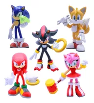 Coleção Kit 5 Bonecos Sonic Tails Shadow Amy Knuckles Sega