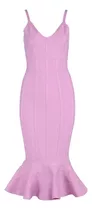 Vestido Midi Sereia Bandagem Modeladora Flexível Rosa