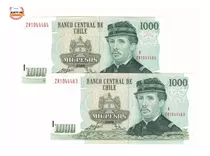 Billete De Reposición 1000 Pesos Año 2008 Correlativos Unc