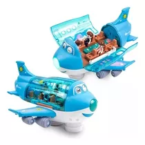Avião Brinquedo Musical Azul Bate E Volta Gira 360° Luzes 3d