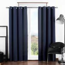 Cortina Blackout Real Textil 2.74x2.13m - 2 Paneles Color Azul Marino