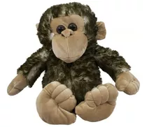 Macaco De Pelúcia Preto Gorila Safari Sentado 38 Cm