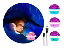 Lampara Velador Proyector Luz Rgb Luna Estrellas Usb Color De La Estructura Rosa