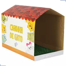 Casinha Casa Para Gato Gatinhos Com Gramado Toca Antiestress