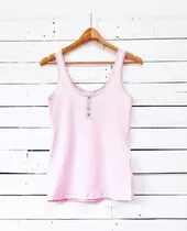 Musculosa Básica Detalle Puntilla Y Botoncitos - Mujer