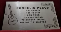 Placa Recordatoria Cementerio 25x15 Acero Inox Guitarra