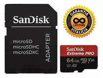 Cartão Memória Micro Sd Extreme Pro 64gb C/adaptador