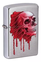 Mechero Zippo Skull En Sangre Cepillada 49603 Original