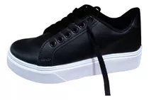 Zapatilla Plataforma Sneaker Blanca Negra Star Precio+calida