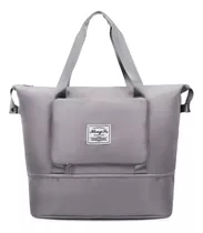 Bolso Viaje Plegable Impermeable Con Enganche Para Valija Color Gris