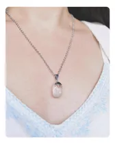 Collar Cuarzo Cristal Con Cadenita De Acero -piedra Del Aura