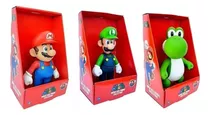 Kit 3 Bonecos Grandes - Super Mario, Luigi E Yoshi 23cm 
