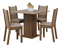 Juego De Comedor Briana Con 4 Sillas Marron/crema/sintetico 