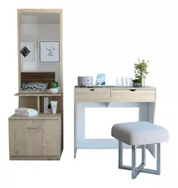 Mueble De Tocador + Velador C.espejo - Rovere / Blanco Color Rovere-blanco