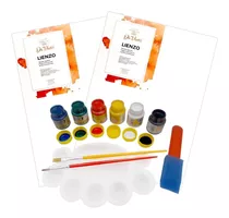 Kit De Pintura Para Niños, Pinceles, 2 Lienzos.