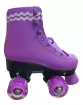 Patines Morado, Con Luces Led (4 De Patines) 30,32,34