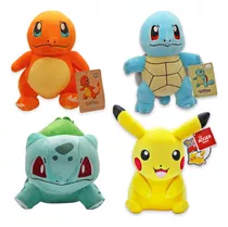 Urso De Pelúcia Pikachu Charmander Bulbasaur Squirtle Kit 4