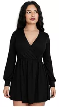 Vestido Venus Manga Larga Cruzado Holgado Moderno Curvy