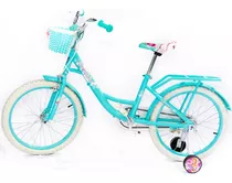 Bicicleta Niña Verado Princesa Rueditas Parrilla Canasto Color Verde