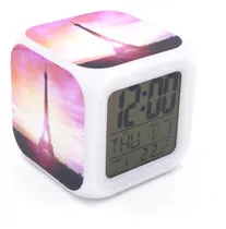 Reloj Despertador Led Romántico Torre Eiffel Patrón R...