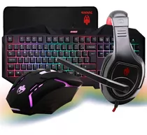 Kit Teclado Semi-mecânico + Mouse Gamer Headset + Mouse Pad