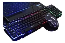 Kit Teclado Mouse Gamer Rgb Semi Mecanico Multimidia