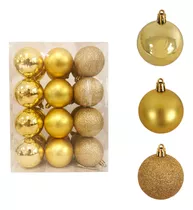 Adornos Navidad 24pz Esferas Navideñas 3cm Decoracion Arbol Color Dorado Liso