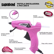 Pistola Encoladora Suprabond Silicona Chica Hx200 +2barras Color Lila