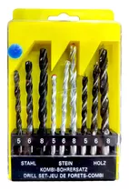 Juego Brocas Mixtas 9 Piezas Madera Muro Y Metal