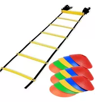 Kit Set De Entrenamiento Escalera 5.5m + 15 Conos Tortuga 