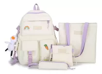 Set 4 Mochila Bolsas Escolar Estudiante Tote Lapicera Viaje