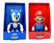 Kit Bonecos Grandes Sonic E Super Mario Bros Collection 25cm