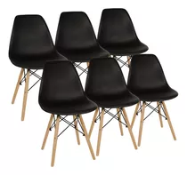 Sillas X 6 Comedor Plástico Patas Madera Diseño Eames Ct