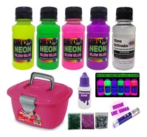 Kit Para Fazer Slime Colas Neon E Maleta