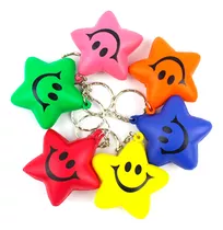 Llaveros Estrellas Sonrientes Antiestres Colores Pack X12u.