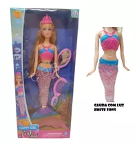 Boneca Princesa Sereia Musical Cauda Brilhante - Fish Prince