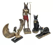 Estátua Deuses Do Egito Gato Bastet Anubis E Isis Egipcios