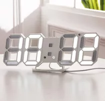 Reloj Led Digital De Escritorio Y Pared Con Alarma De Fecha, Color Blanco/blanco