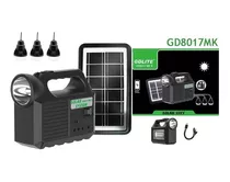 Kit Panel Solar Batería 3 Bombillos D 3w Carga Usb 5v Gd8017
